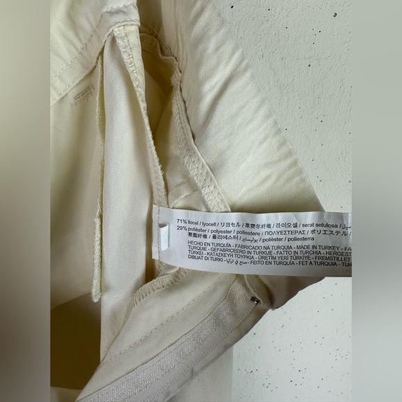 Zara Neutral Lyocell Wide Leg Trouser Pant - Picture 7 of 8